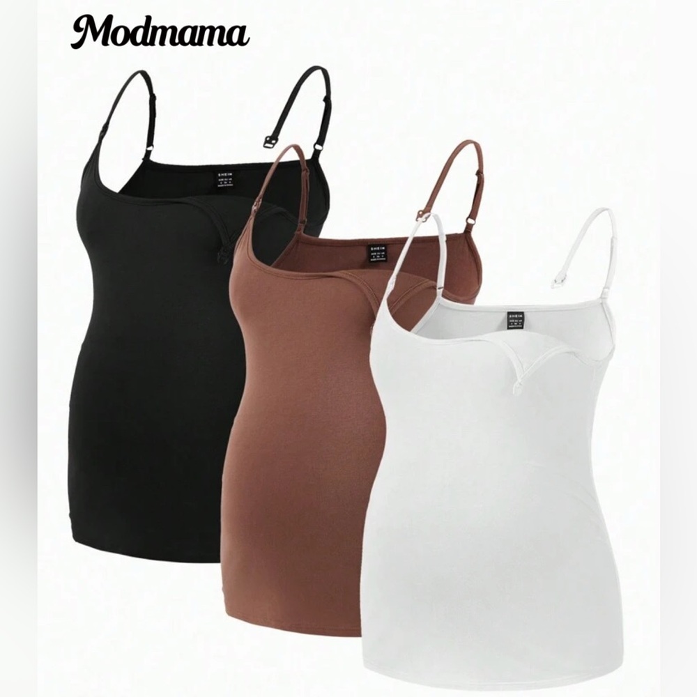 SHEIN NURSING Tank Top Set - White, Black, Brown